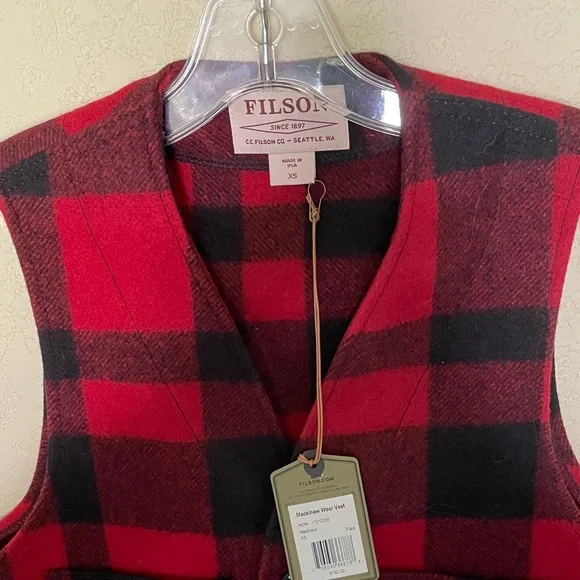 Filson NWT Vest 100% Wool Buffalo Plaid XS - Picture 2 of 7